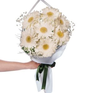 Beyaz Gerbera Çiçek Buketi