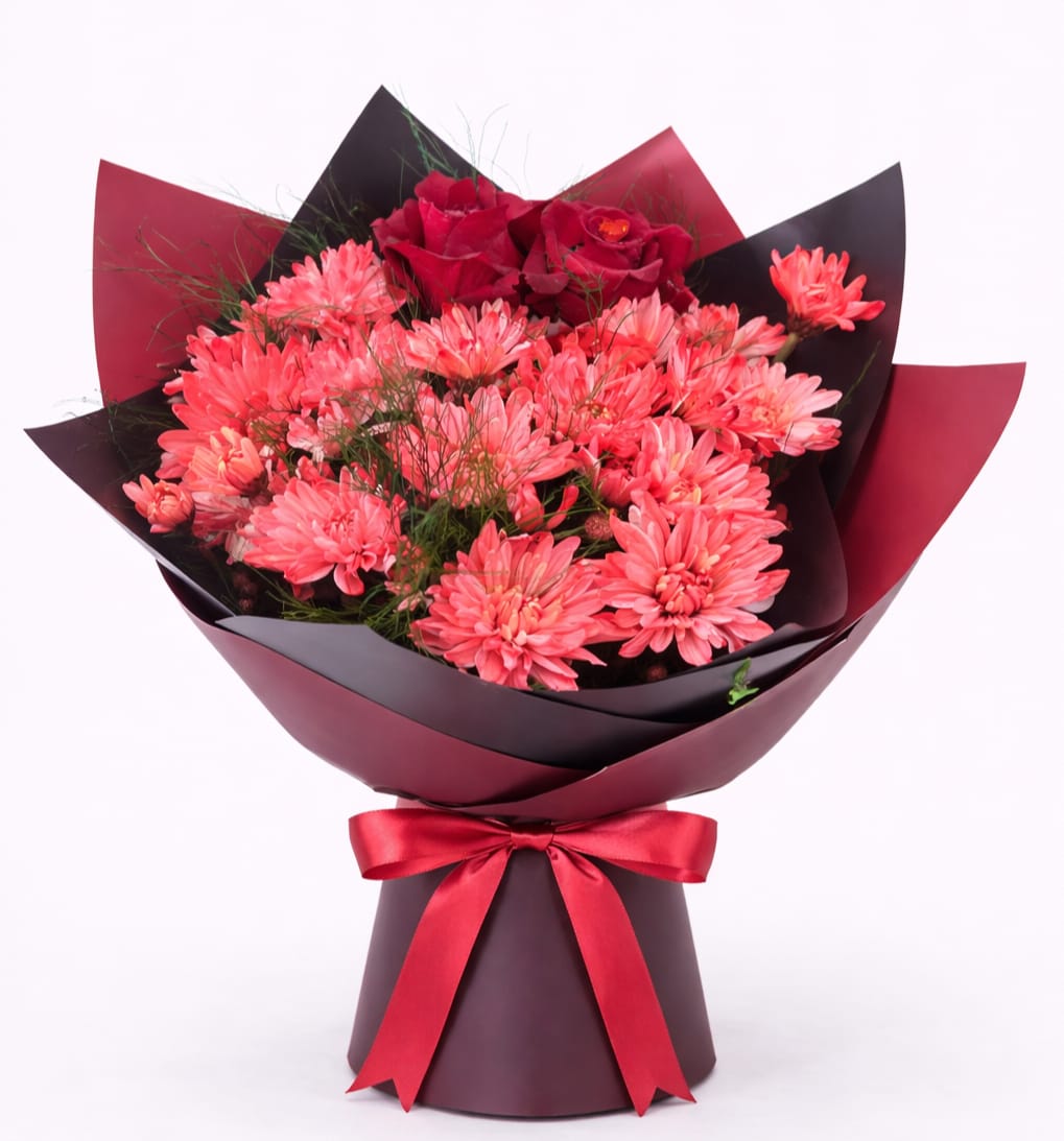 kırmızı papatya buketi