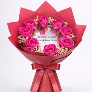 Aynalı Pembe Gül Buketi