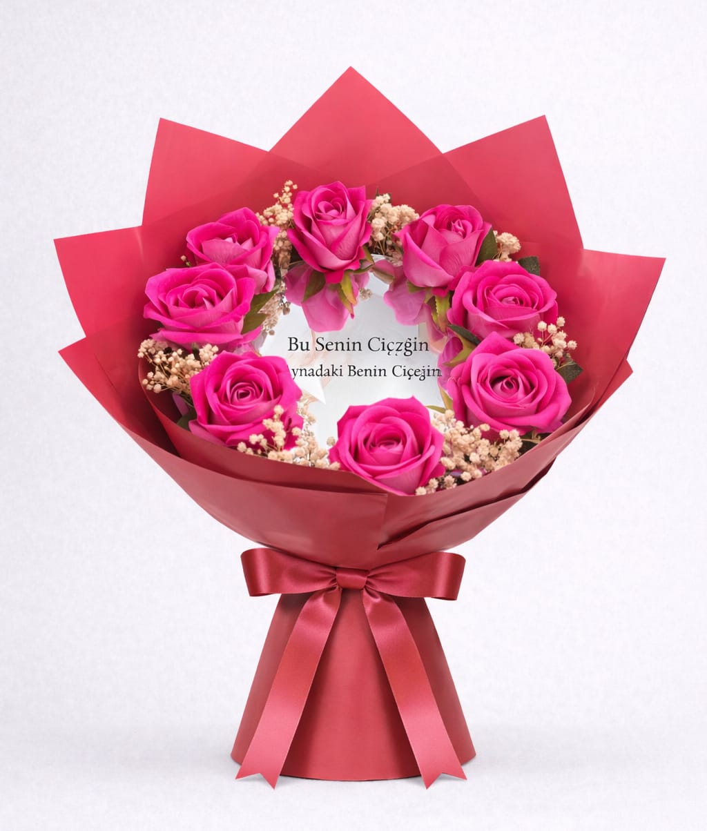 Aynalı Pembe Gül Buketi