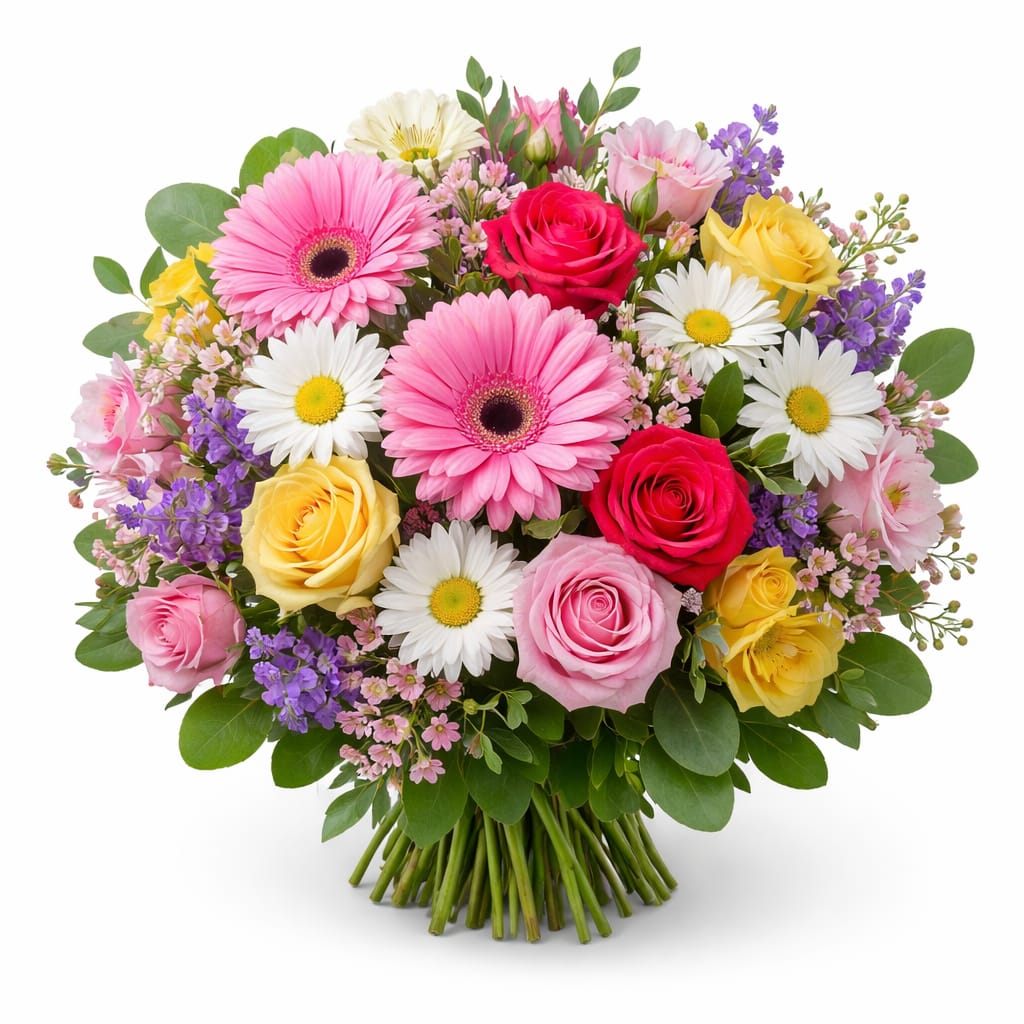 Aksaray karışık buketler gül papatya gerbera içeren taze çiçek buketi