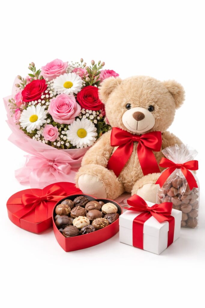 Aksaray hediyelik ürünler çiçek yanı peluş ve çikolata hediyesi