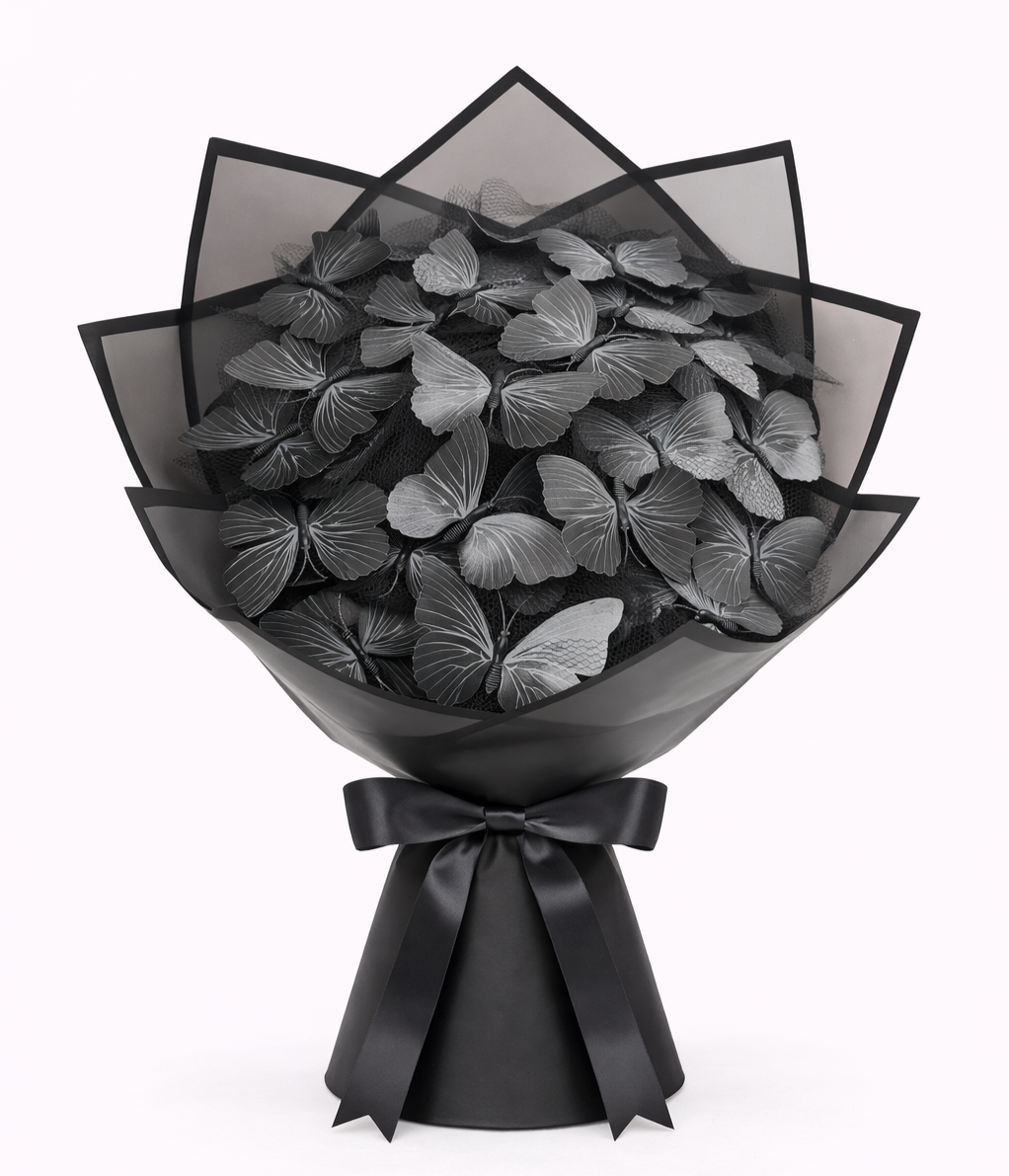 Siyah Kelebekli Buket