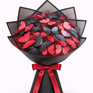 Kırmızı Siyah Kelebekli Buket